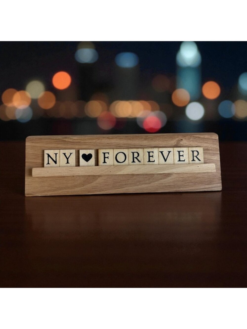 NY FOREVER Letter Tile Scrabble Wood Sign
